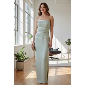 Andrea Polizzi for Rex Lester Seafoam Green Maxi Dress AG1061 Vintage 90s Size 4